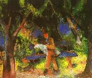 August Macke Man Reading in a Park oil